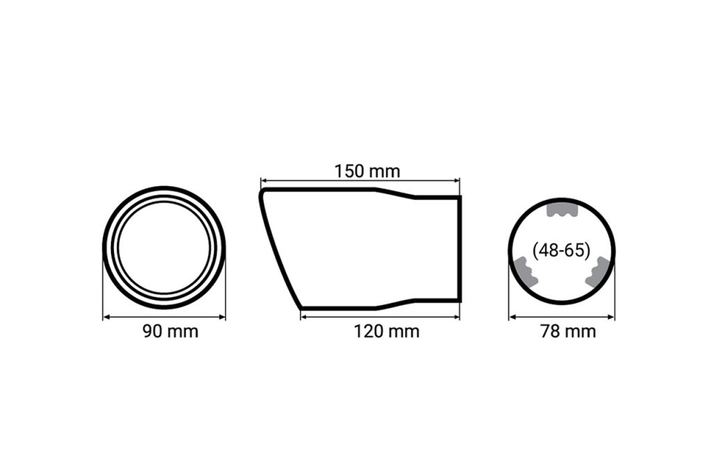 Εικόνα 2 από 5 — Amio – ΑΚΡΟ (ΜΠΟΥΚΑ) ΕΞΑΤΜΙΣΗΣ MT007C 48-65mm (CARBON – 15 cm) – 1 ΤΕΜ. (01117/AM)