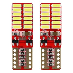 Amio - Λάμπες LED T10 W5W Καρφωτές 12/24V 2.2W 5600K με 24 SMD 4014 CANBUS για Φώτα Θέσης Πινακίδας & Εσωτερικού Φωτισμού με Ισχυρό Λευκό Φως και Χωρίς Σφάλματα - 1 Σετ (01287/AM)