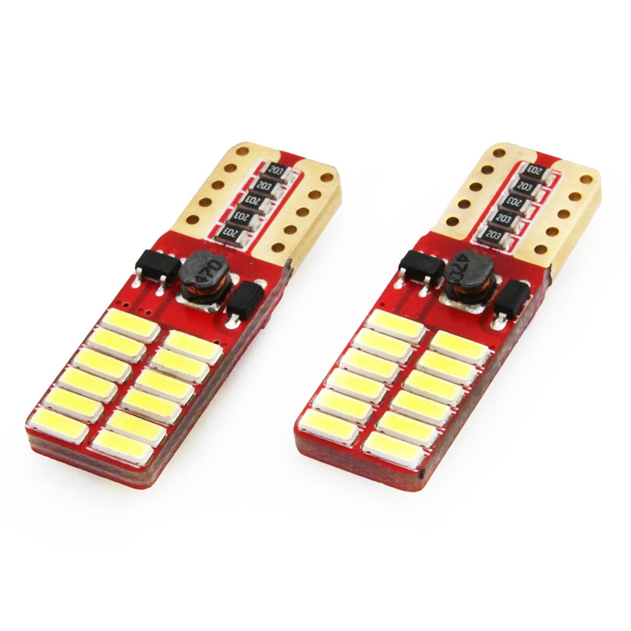 Εικόνα 2 από 3 — Amio – Λάμπες LED T10 W5W Καρφωτές 12/24V 2.2W 5600K με 24 SMD 4014 CANBUS για Φώτα Θέσης Πινακίδας & Εσωτερικού Φωτισμού με Ισχυρό Λευκό Φως και Χωρίς Σφάλματα – 1 Σετ (01287/AM)