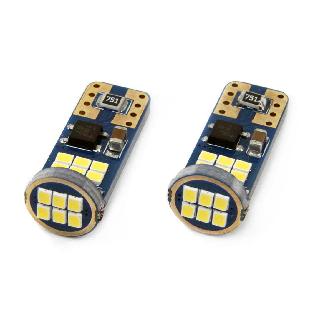 Εικόνα 1 από 1 — Amio – Λαμπάκια T10 W5W LED 12/24V 2.2W 18xSMD2016 Ultra Bright Canbus 5600K Λευκό Φως 10x25mm για Φώτα Θέσεως και Εσωτερικό Φωτισμό Αυτοκινήτου – 2 τεμ. (01292/AM)