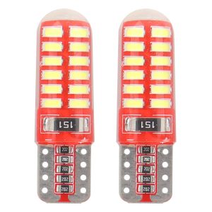 Amio – LED CANBUS T10 W5W 12V W2.1x9.5d 5600K 24xSMD 3014 Σιλικόνης Καρφωτό Λευκό για Φώτα Θέσης & Εσωτερικού Αυτοκινήτου – 2 Τεμ. (01444/AM)