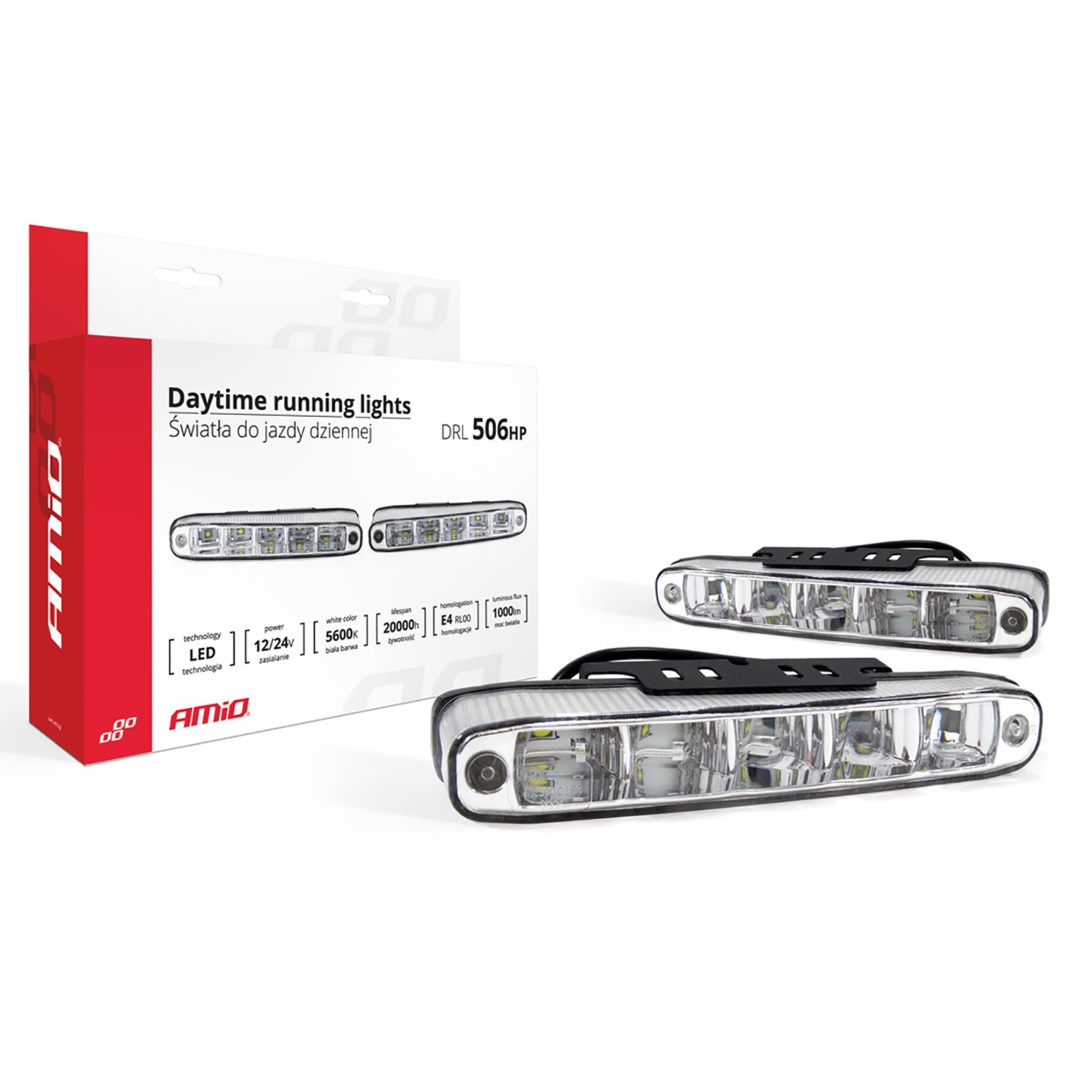 Εικόνα 1 από 9 — Amio – Φώτα Ημέρας DRL LED 12/24V 1000Lm για Αυξημένη Ορατότητα & Ασφάλεια σε Αυτοκίνητο & Φορτηγό – Σετ 2 Τεμ. (01522/AM)