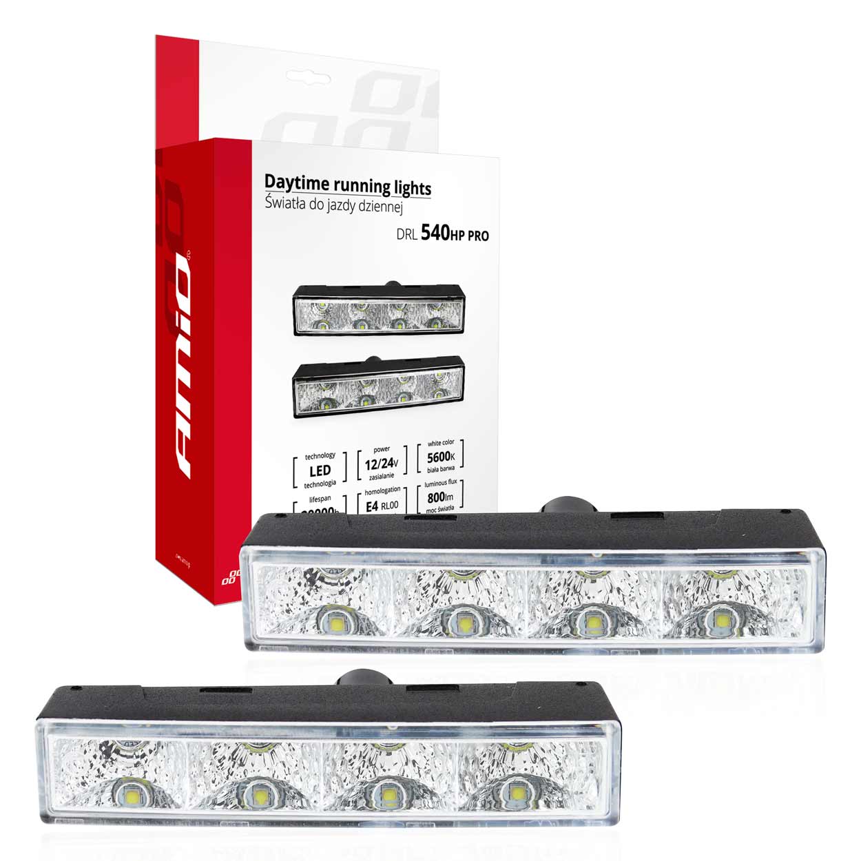 Εικόνα 1 από 7 — Amio – Φώτα Ημέρας DRL LED 12/24V 800Lm για Ισχυρή Ορατότητα & Ασφάλεια σε Αυτοκίνητο & Φορτηγό – Σετ 2 Τεμ. (01528/AM)