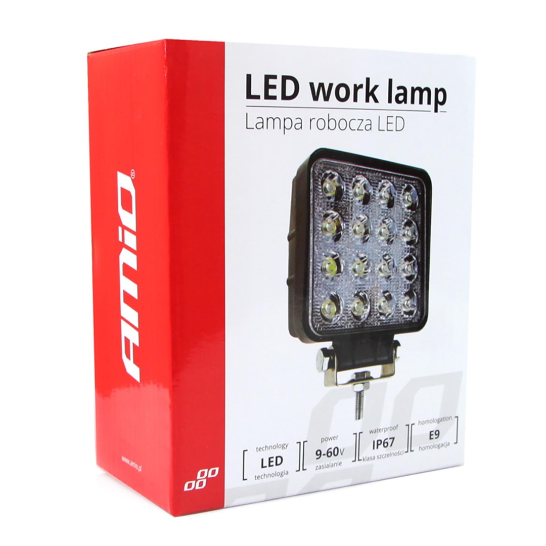 Εικόνα 5 από 5 — Amio – Προβολέας Εργασίας LED AWL05 FLAT 4000lm 48W 9-60V 16LED – Ισχυρός Φωτισμός & Απόδοση σε Δύσκολες Συνθήκες – 108x108x57mm – 1 Τεμ. (01700/AM)