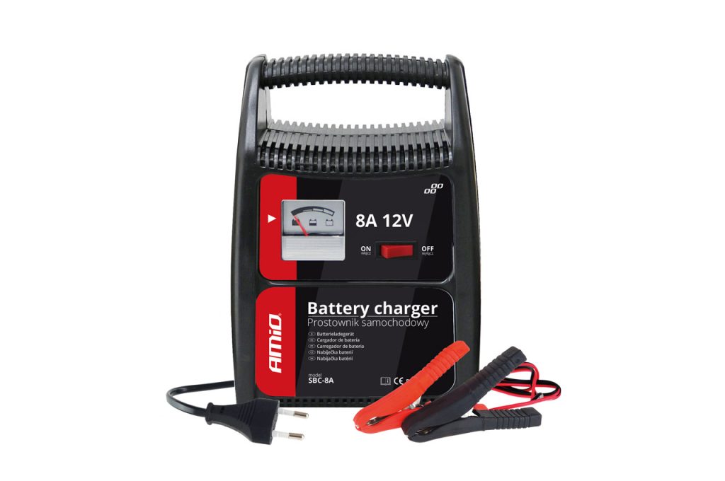 Εικόνα 1 από 4 — Amio – Φορτιστής Μπαταρίας 12V 8A για γρήγορη φόρτιση μπαταριών 32-90Ah με προστασία και ασφαλή ακροδέκτες για σταθερή και αξιόπιστη χρήση σε απαιτητικές εφαρμογές – 1 Τεμ. (02086/AM)