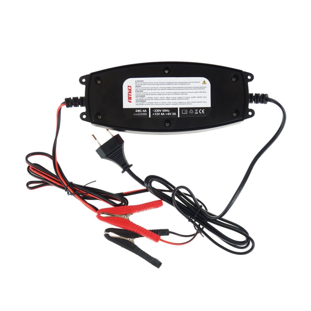 Εικόνα 3 από 4 — Amio – Φορτιστής Μπαταρίας 6/12V 2A/4A με LCD για φόρτιση και συντήρηση μπαταριών 1.2-120Ah με έξυπνη λειτουργία και προστασία IP65 για ασφαλή και αποδοτική χρήση – 1 Τεμ. (02088/AM)