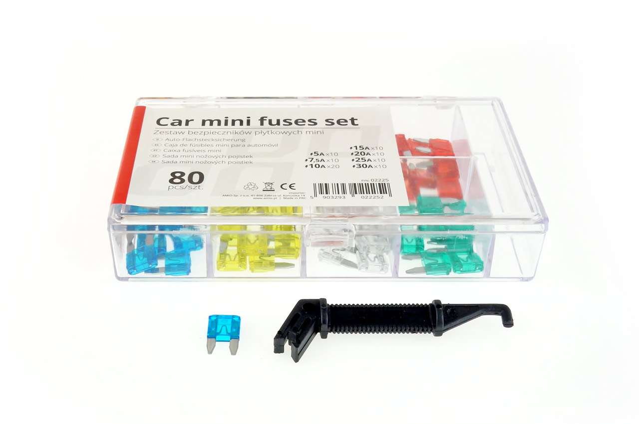 Εικόνα 1 από 3 — AMiO – Σετ Πλακέ Ασφάλειες MINI 80 Τεμαχίων σε πρακτικό κουτί, ολοκληρωμένη προστασία για κάθε ηλεκτρική ανάγκη του οχήματός σας – 1 Τεμ. (02225/AM)