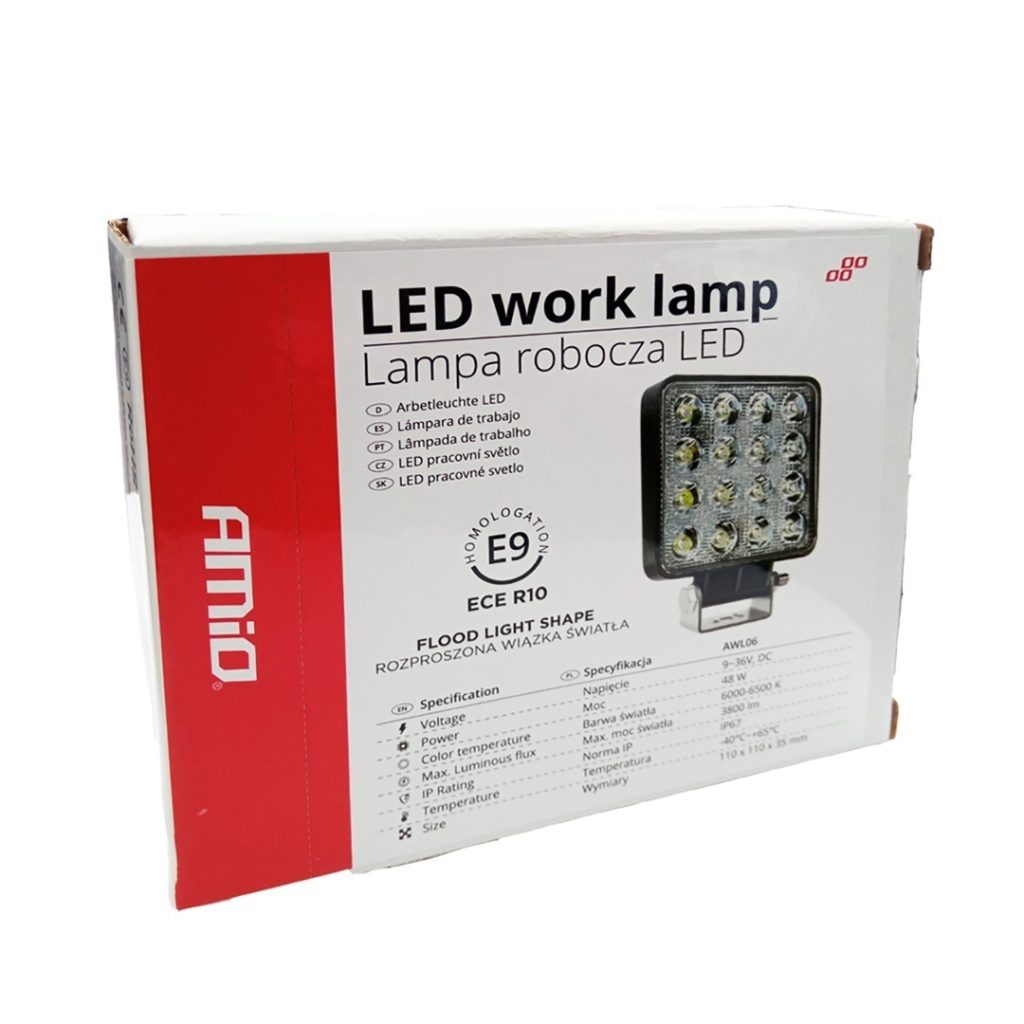 Εικόνα 5 από 5 — Amio – ΠΡΟΒΟΛΕΑΣ ΕΡΓΑΣΙΑΣ WORKING LAMP FLOOD 16LED 3030 9-36V 3840lm 6000K 110x110mm AWL10 – 1 ΤΕΜ. (02424/AM)