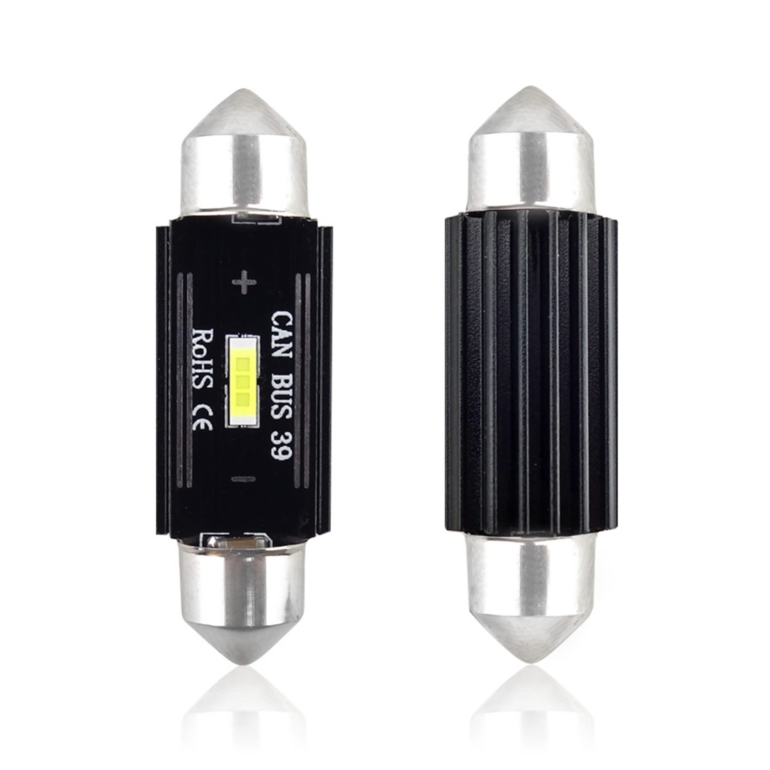 Εικόνα 1 από 1 — Amio – ΛΑΜΠΑΚΙΑ ΠΛΑΦΟΝΙΕΡΑΣ 39mm 12/24V 3,1W 5600K 1LED ULTRA BRIGHT CAN-BUS FESTOON (ΛΕΥΚΟ) – 2 ΤΕΜ. (02443/AM)