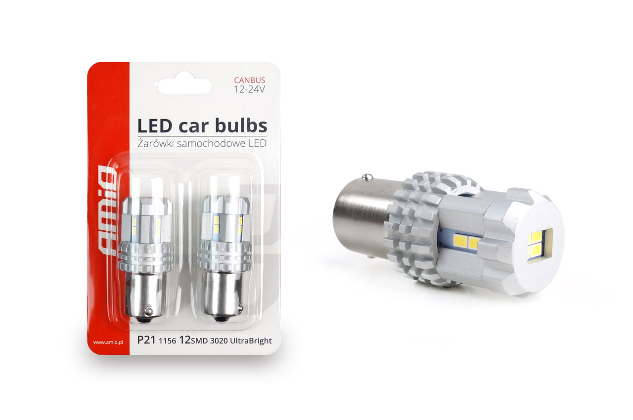 Εικόνα 2 από 2 — Amio – P21W BA15s 12/24V 22LED SMD ULTRABRIGHT CANBUS ΛΕΥΚΟ 2ΤΕΜ. (02449/AM)
