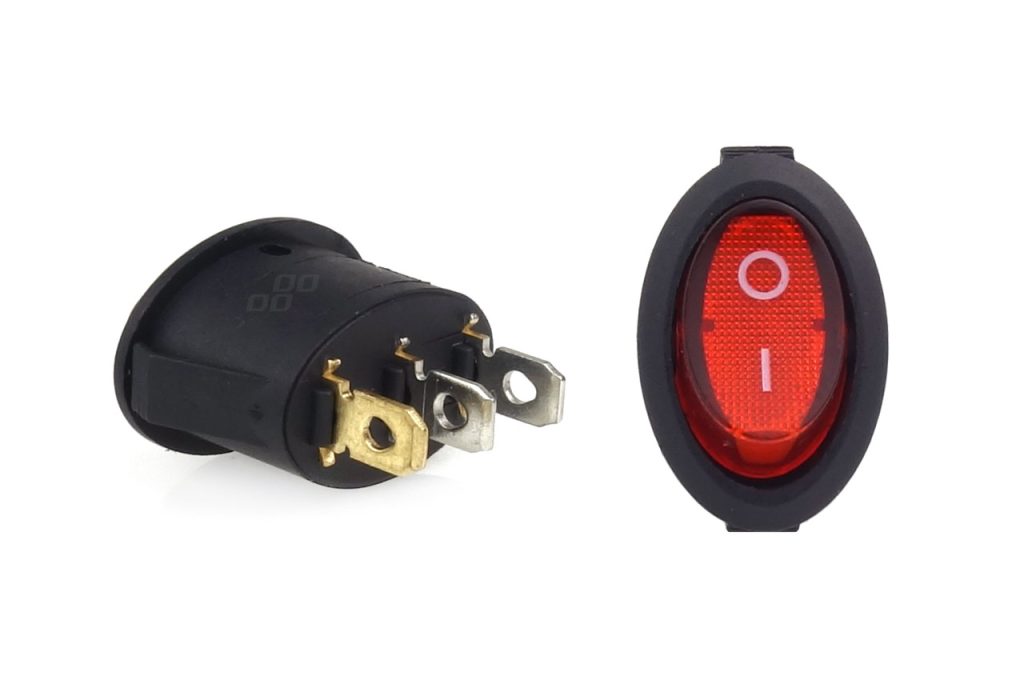 Εικόνα 2 από 2 — Amio – ΔΙΑΚΟΠΤΗΣ ΟΒΑΛ ΜΕ ΚΟΚΚΙΝΟ LED – 1 τεμ. (02461/AM)