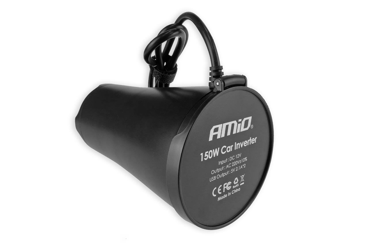 Εικόνα 2 από 5 — Amio – INVERTER ΠΟΤΗΡΟΘΗΚΗΣ 12>230V max150W-peak300W ΜΕ 2 USB 4800mA ΚΑΙ ΑΝΤΑΠΤΟΡΑ ΑΝΑΠΤΗΡΑ 12V – 1 τεμ. (02469/AM)