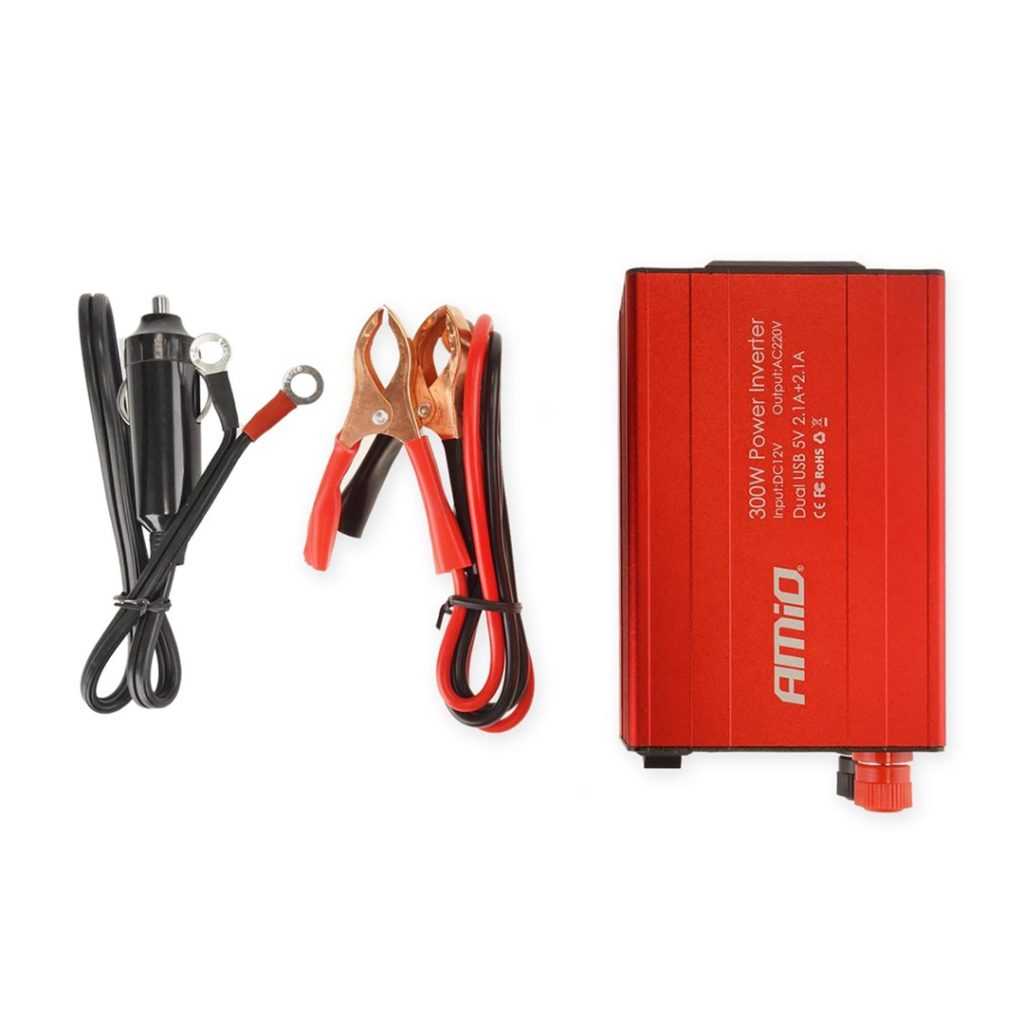 Εικόνα 4 από 5 — Amio – INVERTER 12-230V max300W-peak600W +2USB PI03 – 1 ΤΕΜ. (02470/AM)