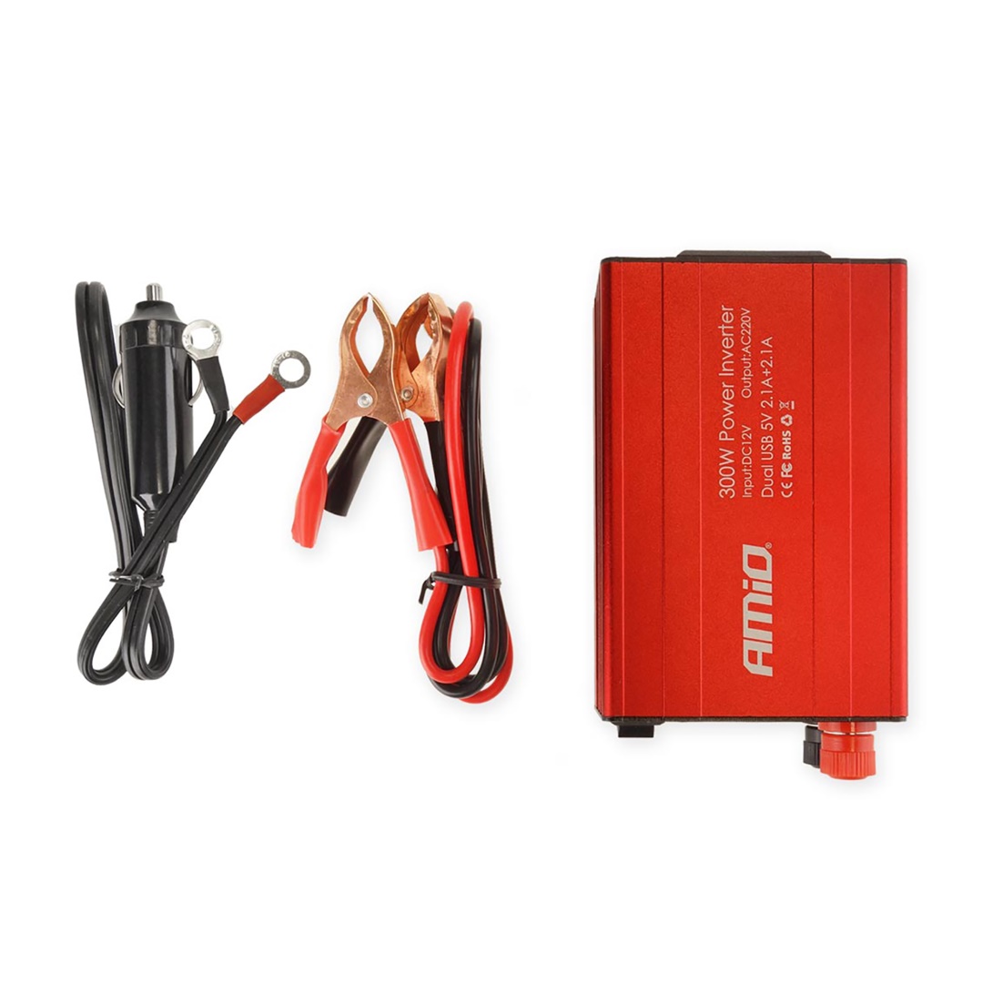 Εικόνα 4 από 5 — Amio – INVERTER 12-230V max300W-peak600W +2USB PI03 – 1 ΤΕΜ. (02470/AM)