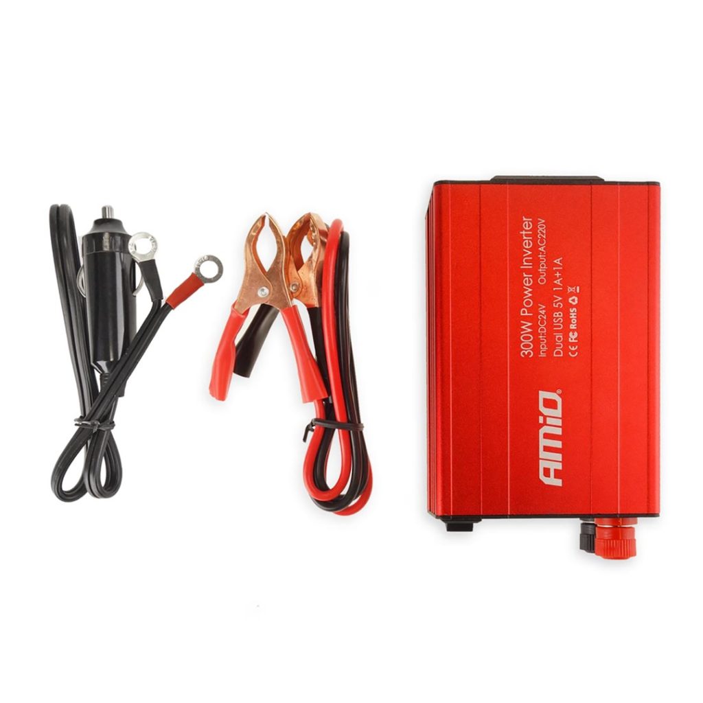 Εικόνα 4 από 5 — Amio – INVERTER 24-230V max300W-peak600W ME 2 USB – 1 ΤΕΜ. (02471/AM)