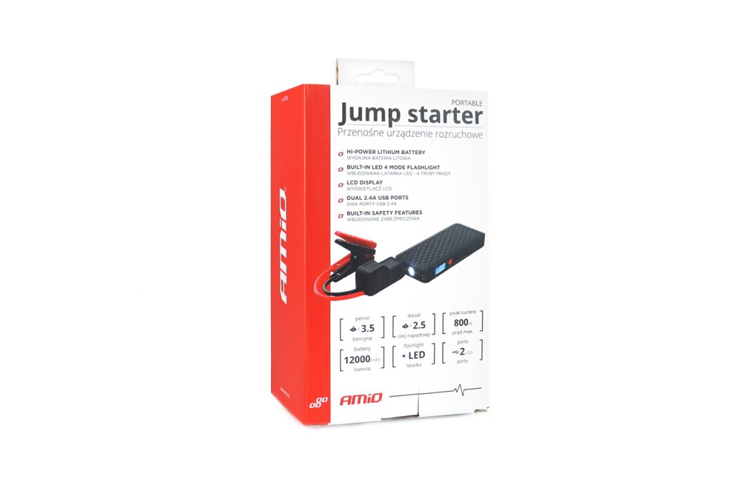 Εικόνα 9 από 9 — Amio – ΕΚΚΙΝΗΤΗΣ ΜΠΑΤΑΡΙΑΣ – STARTER POWERBANK / BOOSTER / STARTER SJ-02 12V 800A ΜΕ ΟΘΟΝΗ LCD – 1 ΤΕΜ. (02524/AM)