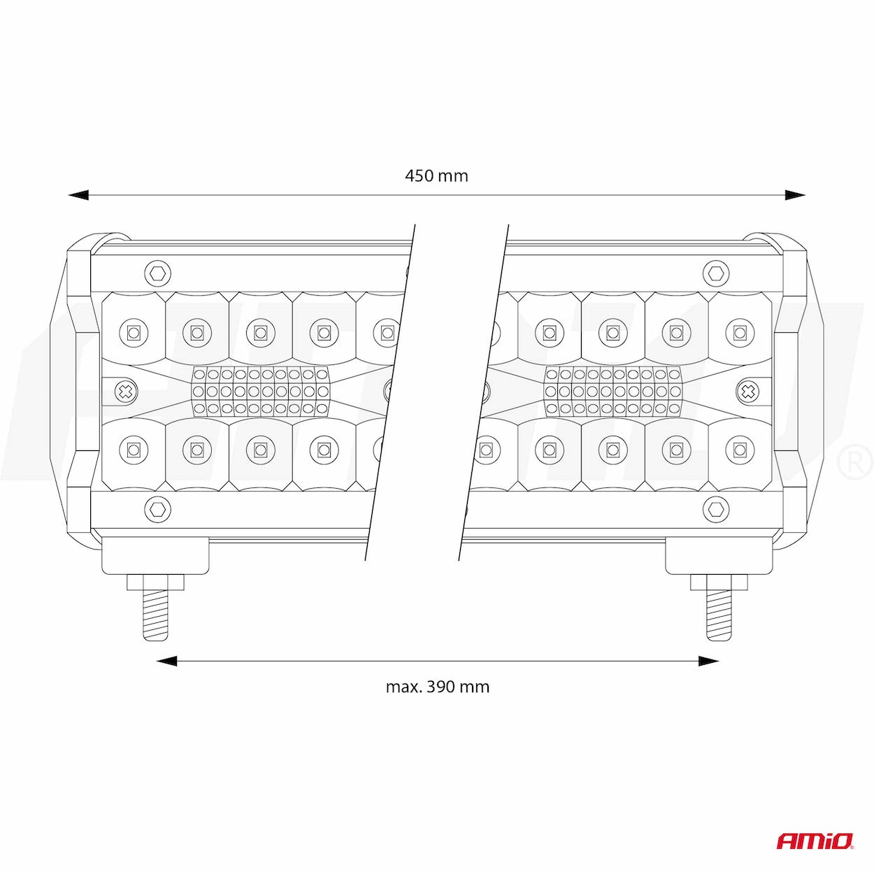 Εικόνα 5 από 6 — Amio – ΠΡΟΒΟΛΕΑΣ ΕΡΓΑΣΙΑΣ WORKING LAMP 120 SMD LED 9>36V 36.000lm 6.000>6.500K 450x74x63mm AWL27 – 1 ΤΕΜ. (02541/AM)