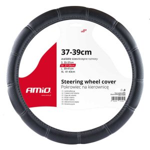 Amio - ΚΑΛΥΜΜΑ ΤΙΜΟΝΙΟΥ SWC-29-M 37-39cm ΔΙΑΤΡΗΤΟ ΜΑΥΡΟ ΜΕ ΓΚΡΙ ΡΑΦΗ - 1 Τεμ. (02566/AM)