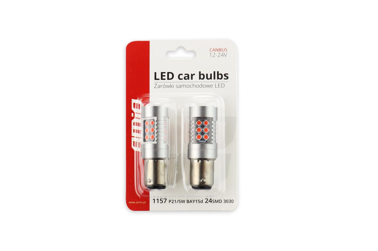 Εικόνα 4 από 4 — Amio – PR21/5W 12/24V 1,3/1,7W 6.000k LED 24xSMD3030 CAN-BUS ΚΟΚΚΙΝΟ 18x56mm 2ΤΕΜ. (02579/AM)