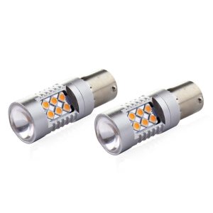 Amio - PY21W 12/24V 6.000k 0.54A - 6.48W 800lm LED 24xSMD3030 CAN-BUS ΠΟΡΤΟΚΑΛΙ 18x56mm -2 ΤΕΜ. (02580/AM)