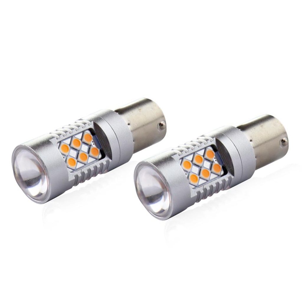 Εικόνα 1 από 2 — Amio – PY21W 12/24V 6.000k 0.54A – 6.48W 800lm LED 24xSMD3030 CAN-BUS ΠΟΡΤΟΚΑΛΙ 18x56mm -2 ΤΕΜ. (02580/AM)