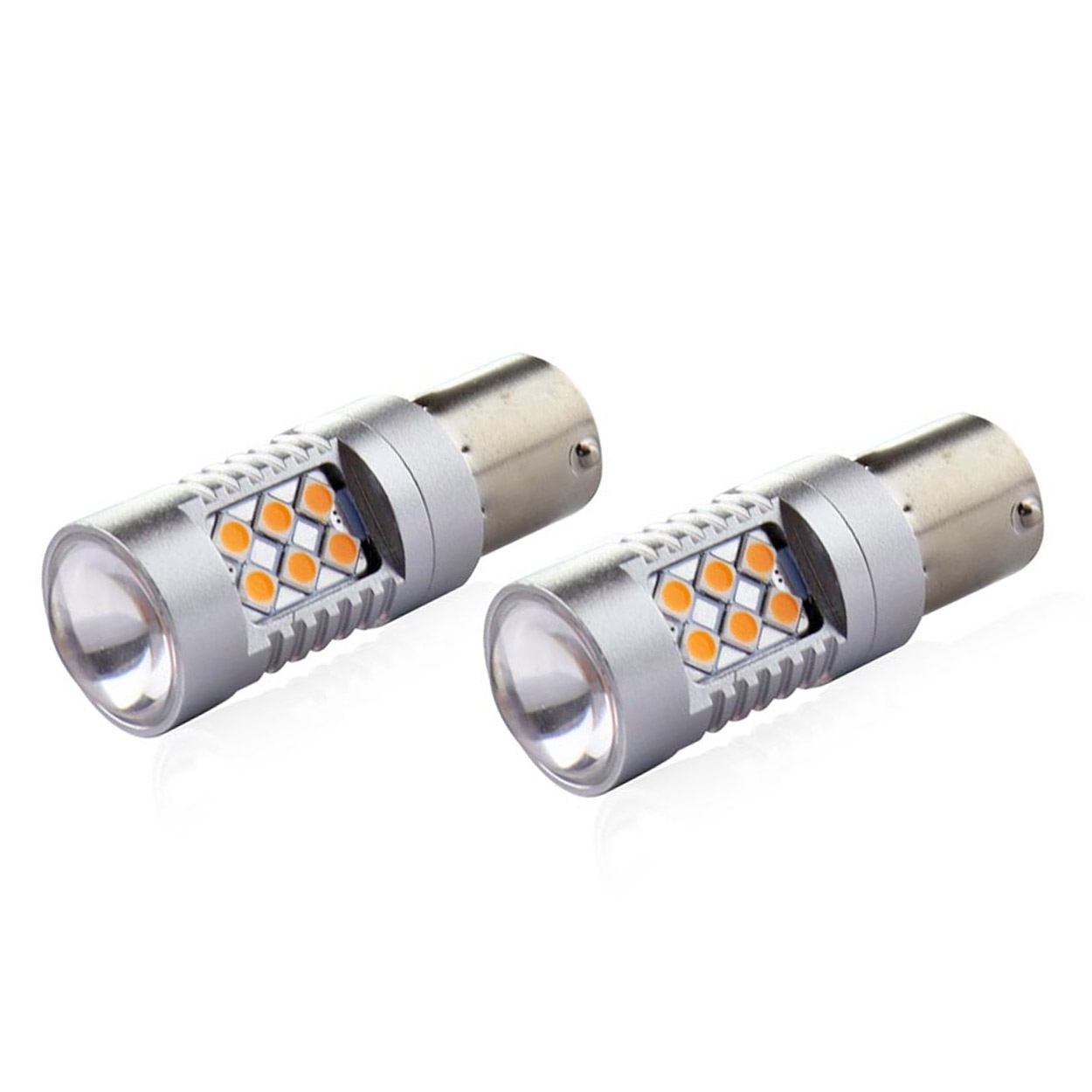 Εικόνα 1 από 2 — Amio – PY21W 12/24V 6.000k 0.54A – 6.48W 800lm LED 24xSMD3030 CAN-BUS ΠΟΡΤΟΚΑΛΙ 18x56mm -2 ΤΕΜ. (02580/AM)