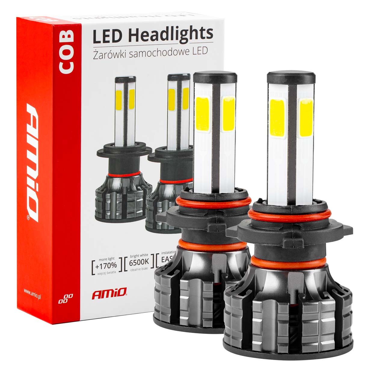 Εικόνα 1 από 20 — Amio – LED HB3 9005 COB 12/24V 38W 6500K 3800lm Σειρά COB για Ισχυρό Λευκό Φωτισμό & Καθαρή Ορατότητα – 2 Τεμ. (02846/AM)