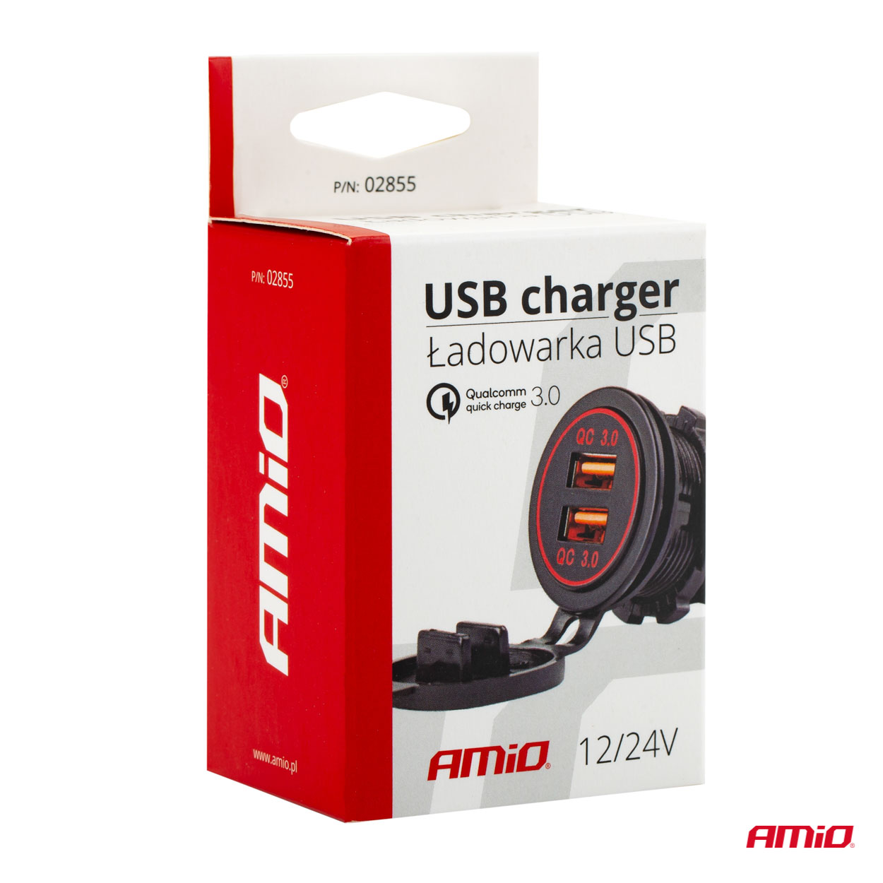 Εικόνα 4 από 4 — Amio – ΠΡΙΖΑ ΦΟΡΤΙΣΗΣ ΜΕ 2 ΘΥΡΕΣ USB 12/24V 3.0A Φ37mmX51mm QUICK CHARGE 12/24V MOD-05 – 1 τεμ. (02855/AM)