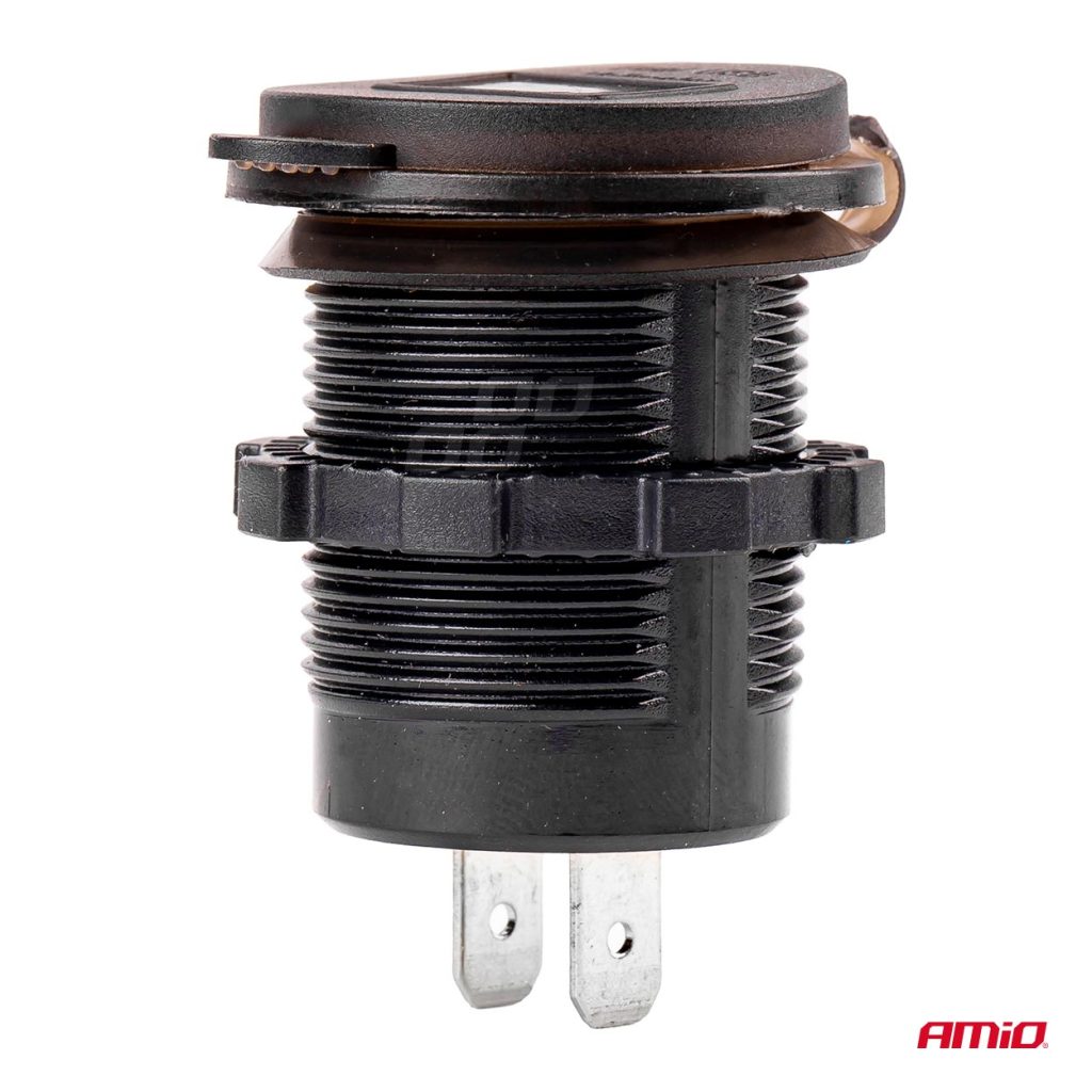 Εικόνα 3 από 5 — Amio – ΠΡΙΖΑ ΦΟΡΤΙΣΗΣ ΜΕ 2 ΘΥΡΕΣ USB ΨΗΦΙΑΚΟ ΒΟΛΤΟΜΕΤΡΟ ΜΕ ΚΑΠΑΚΙ ΜΑΥΡΗ 12/24V 5V 3.1A MOD-6 -1 ΤΕΜ. (02856/AM)