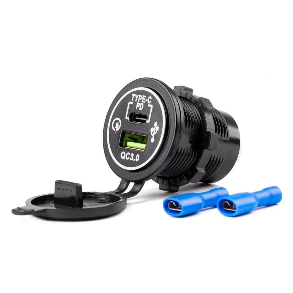 Εικόνα 1 από 4 — Amio – ΠΡΙΖΑ ΦΟΡΤΙΣΤΗΣ USB + TYPE C QUICK CHARGE 12/24V Φ37mmX51mm MOD-08 – 1 τεμ. (02858/AM)