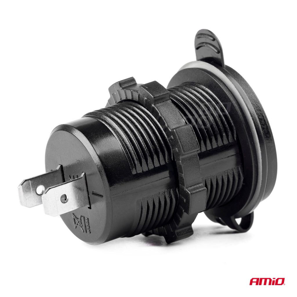 Εικόνα 2 από 4 — Amio – ΠΡΙΖΑ ΦΟΡΤΙΣΤΗΣ USB + TYPE C QUICK CHARGE 12/24V Φ37mmX51mm MOD-08 – 1 τεμ. (02858/AM)