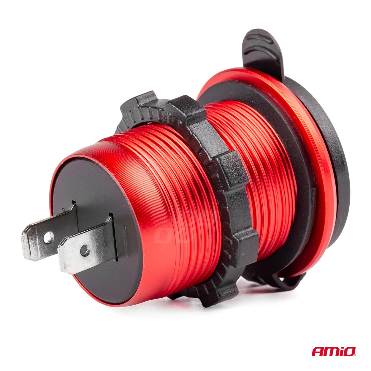 Εικόνα 2 από 5 — Amio – ΠΡΙΖΑ ΦΟΡΤΙΣΗΣ ΜΕ 2 ΘΥΡΕΣ USB + TYPE C ΚΑΙ ΚΑΠΑΚΙ ΚΟΚΚΙΝΗ 12/24V 5-12V 3.0A QUICK CHARGER MOD-09 -1 ΤΕΜ. (02859/AM)