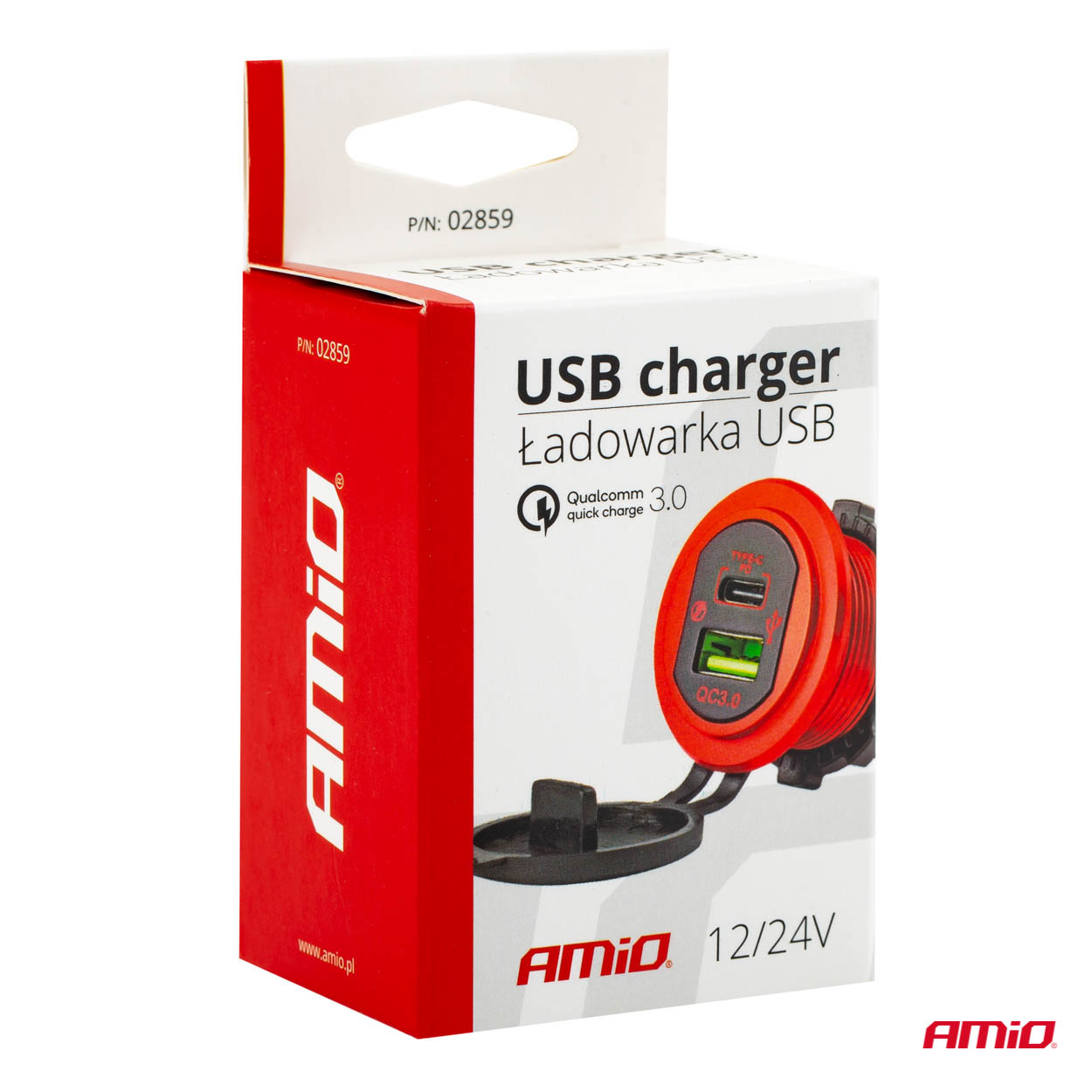 Εικόνα 5 από 5 — Amio – ΠΡΙΖΑ ΦΟΡΤΙΣΗΣ ΜΕ 2 ΘΥΡΕΣ USB + TYPE C ΚΑΙ ΚΑΠΑΚΙ ΚΟΚΚΙΝΗ 12/24V 5-12V 3.0A QUICK CHARGER MOD-09 -1 ΤΕΜ. (02859/AM)
