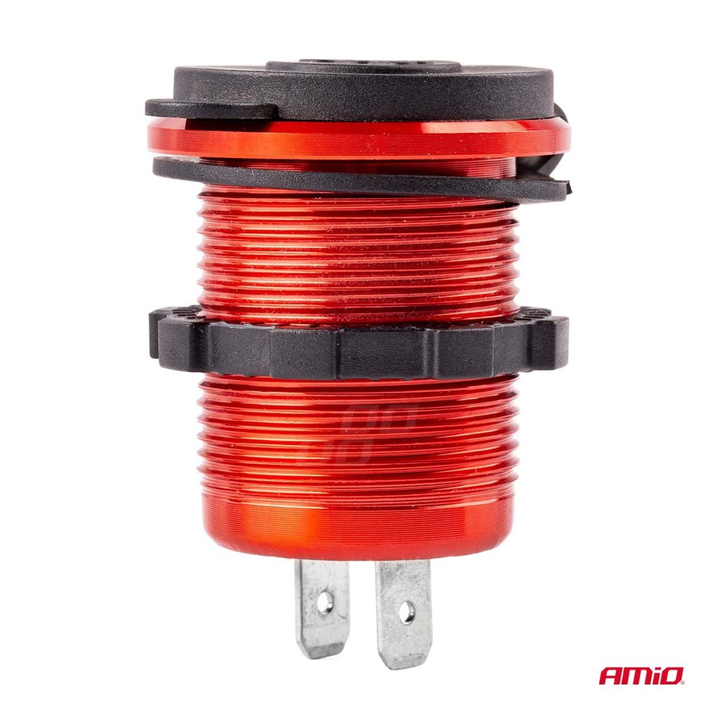 Εικόνα 2 από 4 — Amio – ΠΡΙΖΑ ΦΟΡΤΙΣΗΣ ΜΕ 2 ΘΥΡΕΣ USB ΚΑΙ ΚΑΠΑΚΙ ΚΟΚΚΙΝΗ/ΜΑΥΡΗ 12/24V 5V 3.1A MOD-10 – 1 τεμ. (02860/AM)