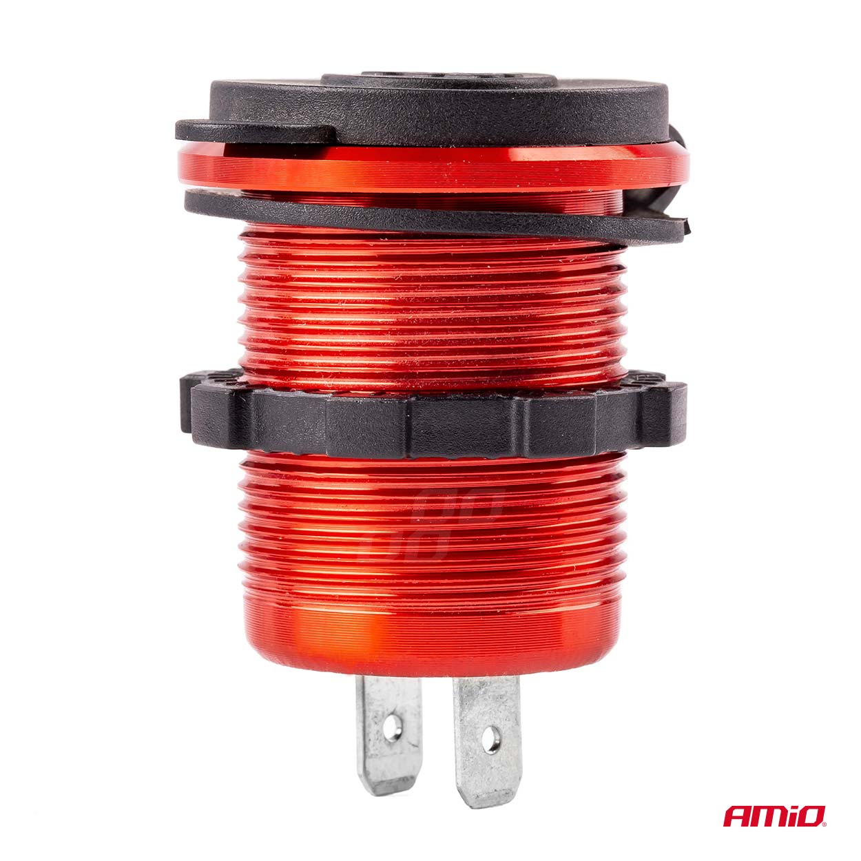 Εικόνα 2 από 4 — Amio – ΠΡΙΖΑ ΦΟΡΤΙΣΗΣ ΜΕ 2 ΘΥΡΕΣ USB ΚΑΙ ΚΑΠΑΚΙ ΚΟΚΚΙΝΗ/ΜΑΥΡΗ 12/24V 5V 3.1A MOD-10 – 1 τεμ. (02860/AM)