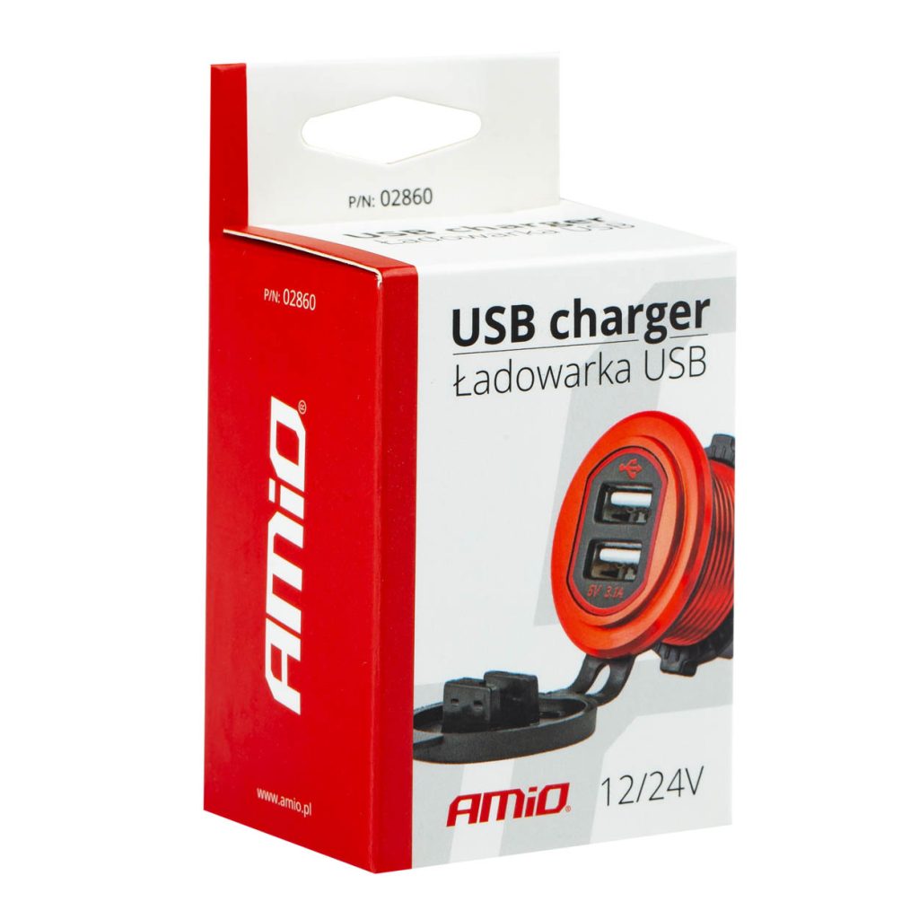 Εικόνα 4 από 4 — Amio – ΠΡΙΖΑ ΦΟΡΤΙΣΗΣ ΜΕ 2 ΘΥΡΕΣ USB ΚΑΙ ΚΑΠΑΚΙ ΚΟΚΚΙΝΗ/ΜΑΥΡΗ 12/24V 5V 3.1A MOD-10 – 1 τεμ. (02860/AM)