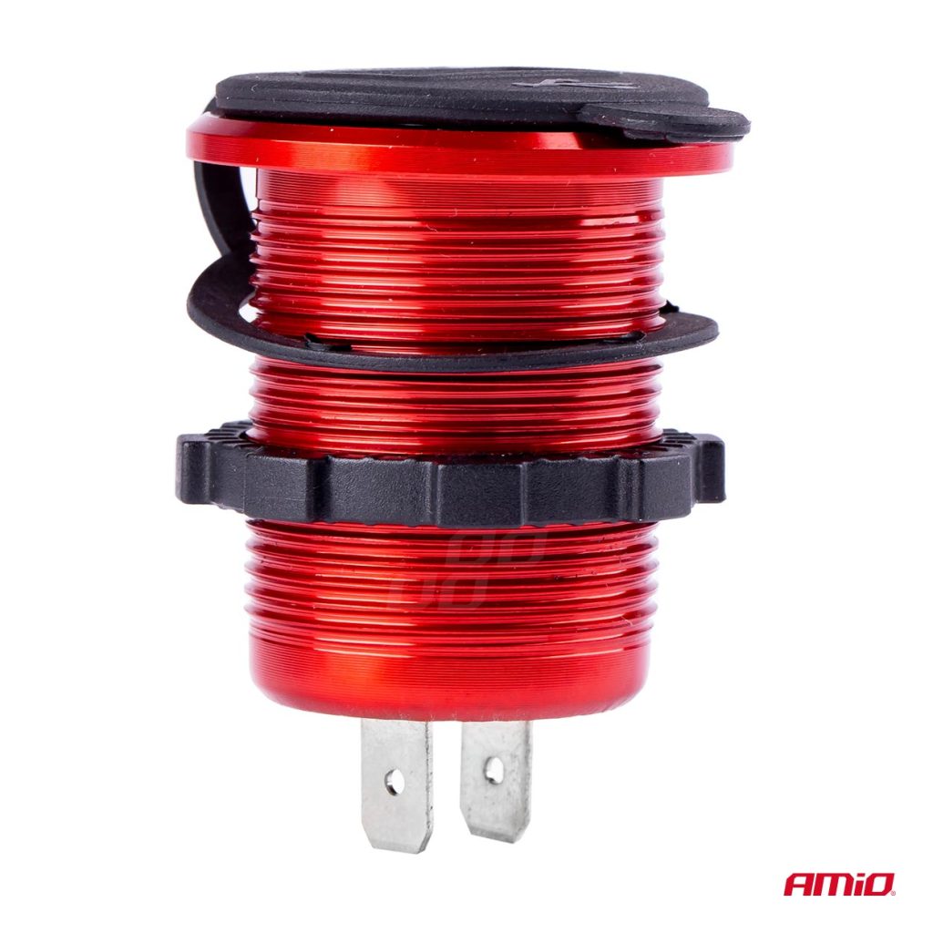 Εικόνα 2 από 4 — Amio – ΠΡΙΖΑ ΦΟΡΤΙΣΗΣ ΜΕ 2 ΘΥΡΕΣ USB ΚΑΙ ΨΗΦΙΑΚΟ ΒΟΛΤΟΜΕΤΡΟ ΜΕ ΚΑΠΑΚΙ ΚΟΚΚΙΝΗ 12/24V 5V 3.1A MOD-11 – 1 τεμ. (02861/AM)