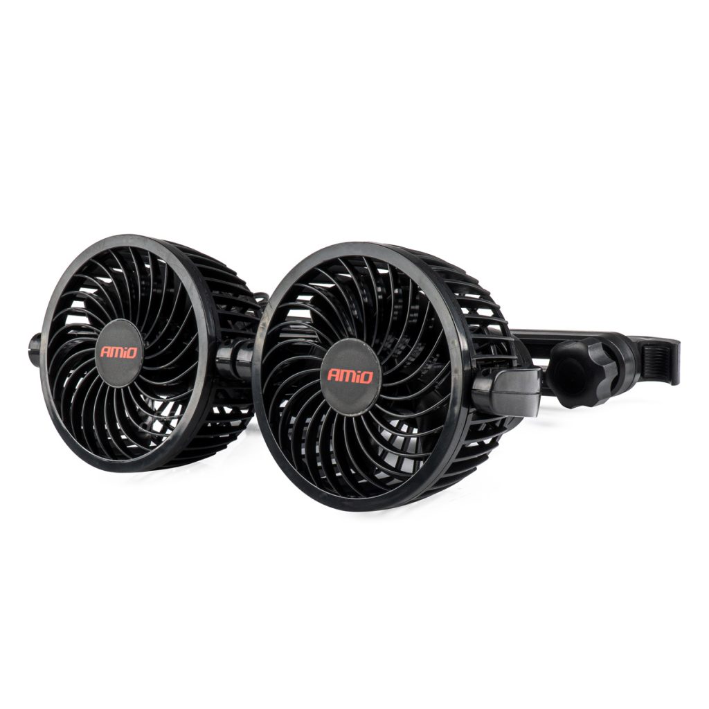 Εικόνα 1 από 7 — Amio – ΑΝΕΜΙΣΤΗΡΑΣ ΔΙΠΛΟΣ 12V 2χ4”(10,8cm) ΜΕ ΦΙΣ ΑΝΑΠΤΗΡΑ/2 USB 5V & ΣΤΗΡΙΞΗ ΣΤΟ ΠΡΟΣΚΕΦΑΛΟ – 1 TEM. (03009/AM)