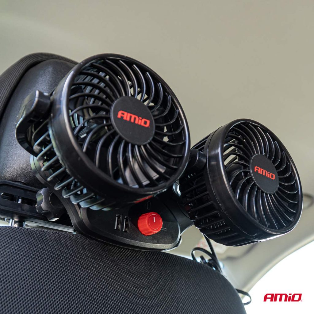 Εικόνα 2 από 7 — Amio – ΑΝΕΜΙΣΤΗΡΑΣ ΔΙΠΛΟΣ 12V 2χ4”(10,8cm) ΜΕ ΦΙΣ ΑΝΑΠΤΗΡΑ/2 USB 5V & ΣΤΗΡΙΞΗ ΣΤΟ ΠΡΟΣΚΕΦΑΛΟ – 1 TEM. (03009/AM)