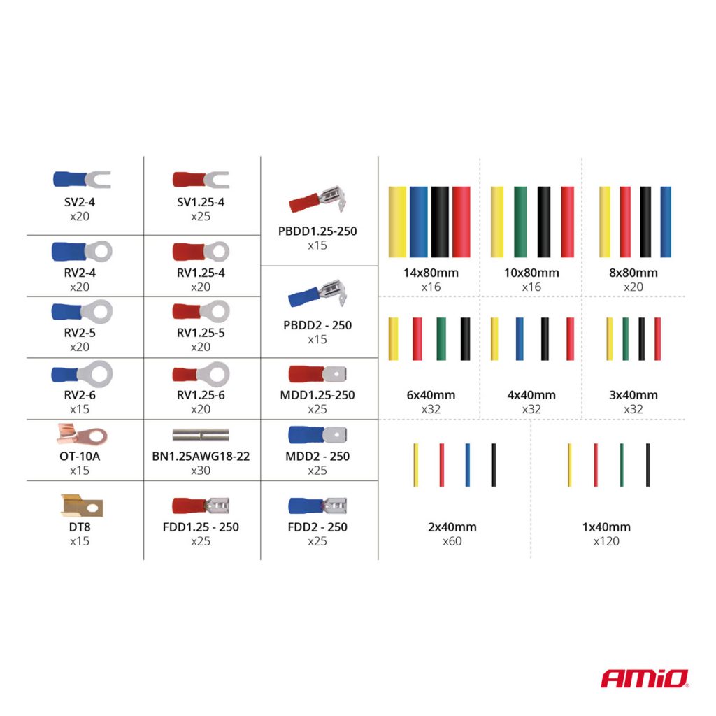 Εικόνα 4 από 5 — Amio – ΦΙΣΑΚΙΑ/ΣΥΝΔΕΣΜΟΙ/ΑΚΡΟΔΕΚΤΕΣ ΚΑΛΩΔΙΩΝ & ΘΕΡΜΟΣΥΣΤΕΛΛΟΜΕΝΟΙ ΣΩΛΗΝΕΣ/ΜΟΝΩΤΙΚΑ ΚΑΛΩΔΙΩΝ ΚΙΤ – 350 TEM. (03031/AM)