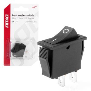 Amio - ΔΙΑΚΟΠΤΗΣ ON/OFF 2 ΕΠΑΦΩΝ 12V 20A 10mm x 26mm ΜΑΥΡΟΣ - 1 ΤΕΜ. (03081/AM)