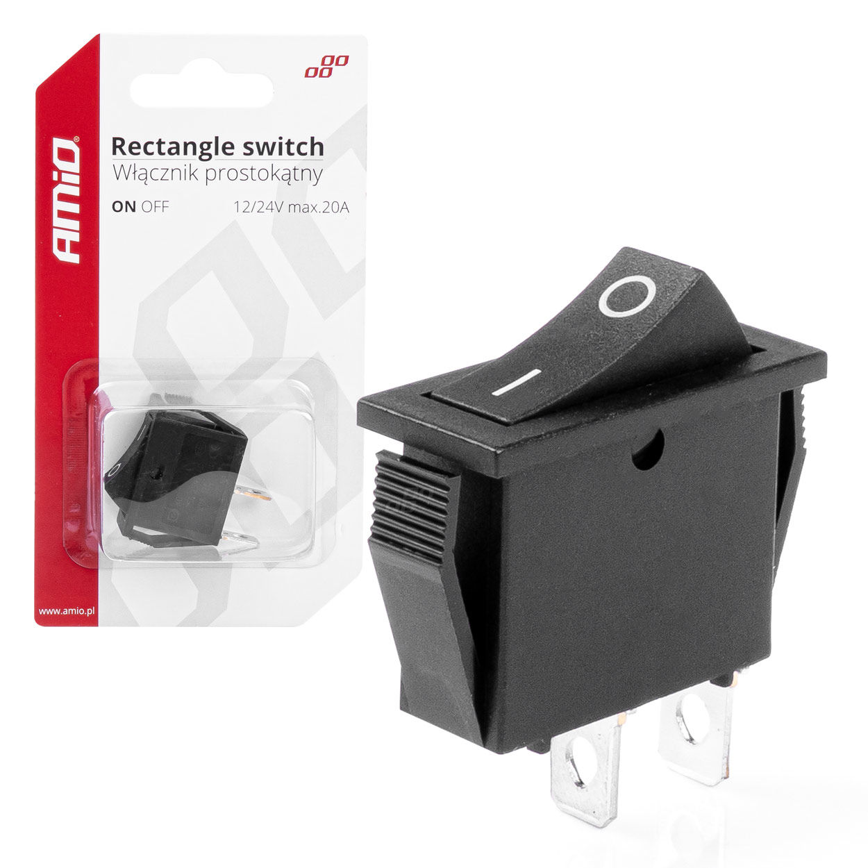 Εικόνα 1 από 5 — Amio – ΔΙΑΚΟΠΤΗΣ ON/OFF 2 ΕΠΑΦΩΝ 12V 20A 10mm x 26mm ΜΑΥΡΟΣ – 1 ΤΕΜ. (03081/AM)