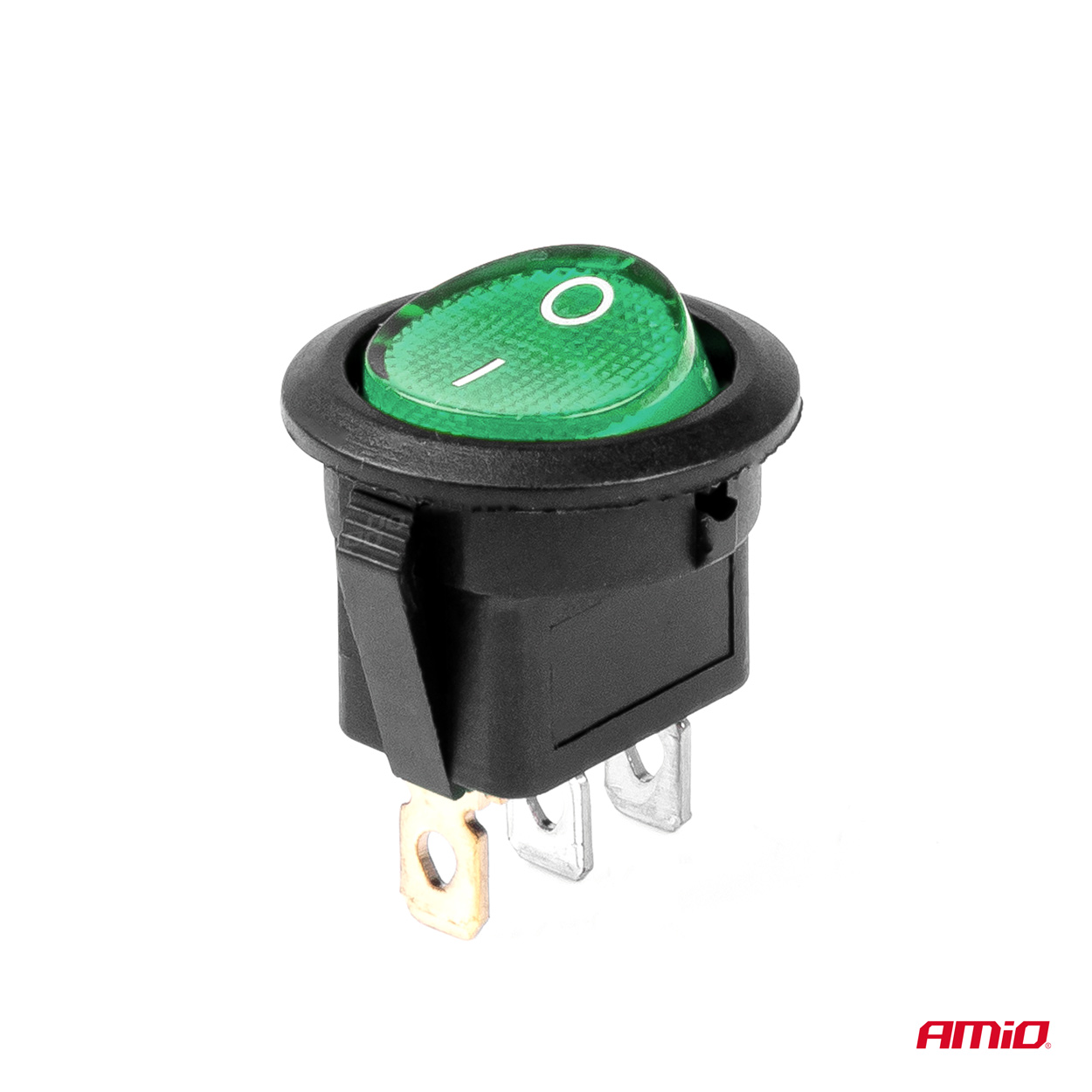 Εικόνα 2 από 5 — Amio – ΔΙΑΚΟΠΤΗΣ ON/OFF 3 ΕΠΑΦΩΝ 12/24V ΣΤΡΟΓΓΥΛΟΣ ΠΡΑΣΙΝΟΣ ΦΩΤΙΣΜΟΣ – 1 ΤΕΜ. (03084/AM)