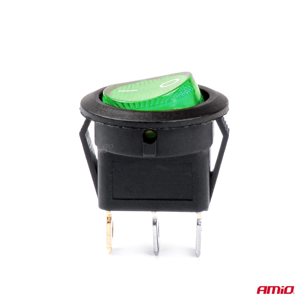 Εικόνα 3 από 5 — Amio – ΔΙΑΚΟΠΤΗΣ ON/OFF 3 ΕΠΑΦΩΝ 12/24V ΣΤΡΟΓΓΥΛΟΣ ΠΡΑΣΙΝΟΣ ΦΩΤΙΣΜΟΣ – 1 ΤΕΜ. (03084/AM)