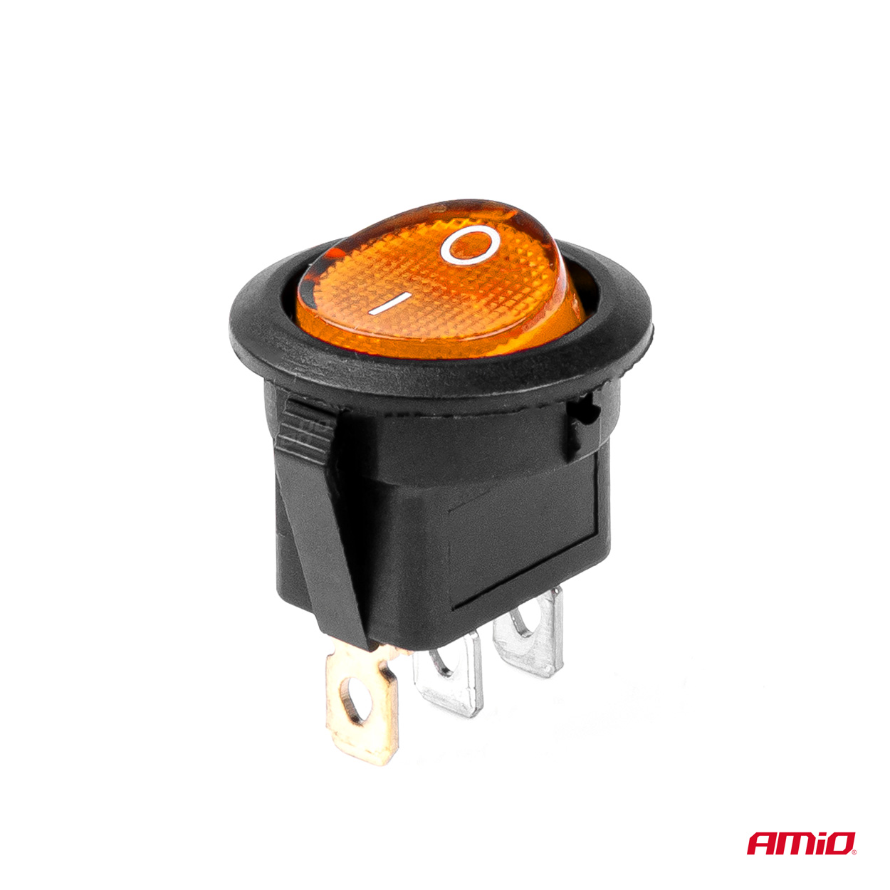 Εικόνα 2 από 5 — Amio – ΔΙΑΚΟΠΤΗΣ ON/OFF 3 ΕΠΑΦΩΝ 12/24V 20A ΣΤΡΟΓΓΥΛΟΣ ΜΕ ΚΙΤΡΙΝΟ ΦΩΤΙΣΜΟ – 1 ΤΕΜ. (03085/AM)