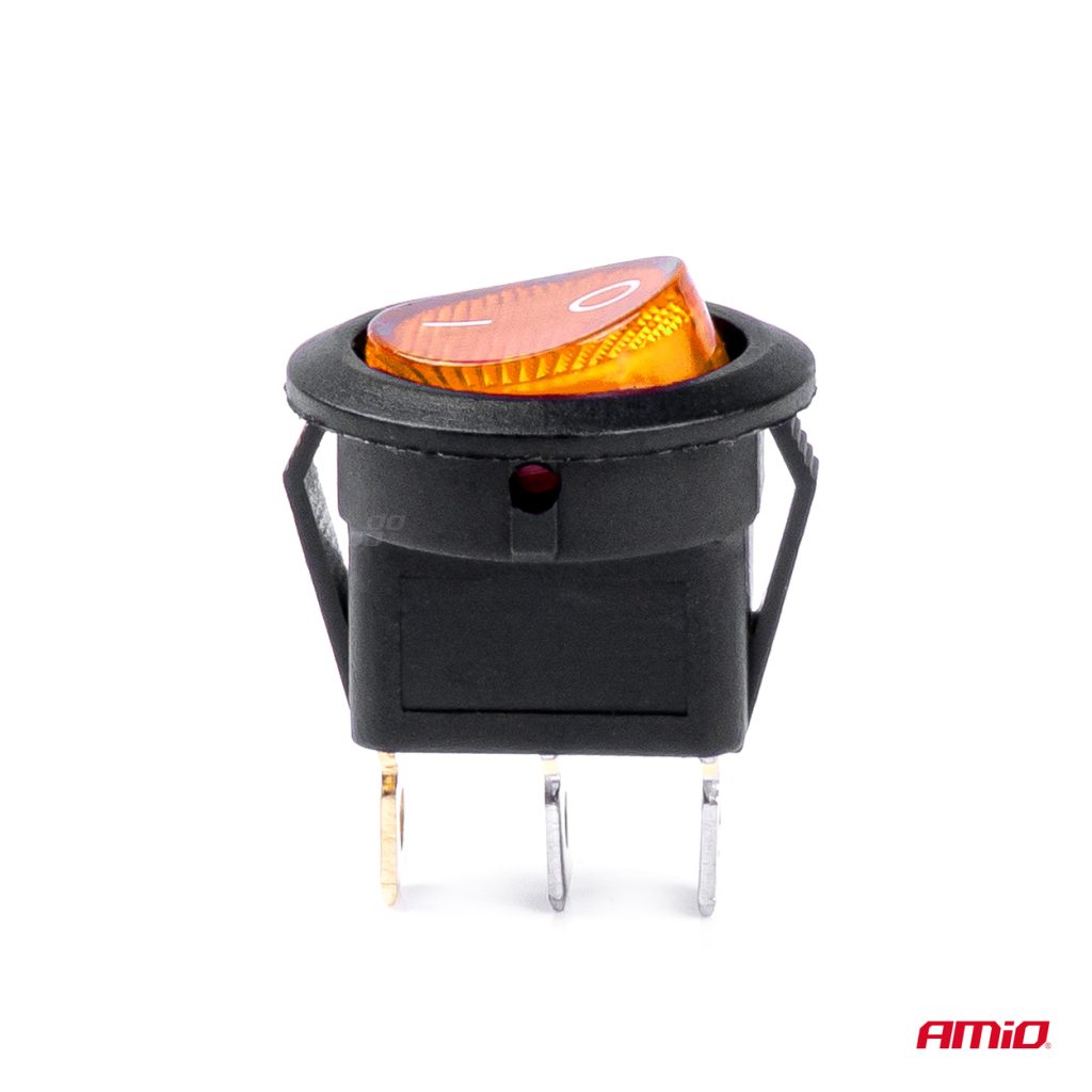 Εικόνα 3 από 5 — Amio – ΔΙΑΚΟΠΤΗΣ ON/OFF 3 ΕΠΑΦΩΝ 12/24V 20A ΣΤΡΟΓΓΥΛΟΣ ΜΕ ΚΙΤΡΙΝΟ ΦΩΤΙΣΜΟ – 1 ΤΕΜ. (03085/AM)