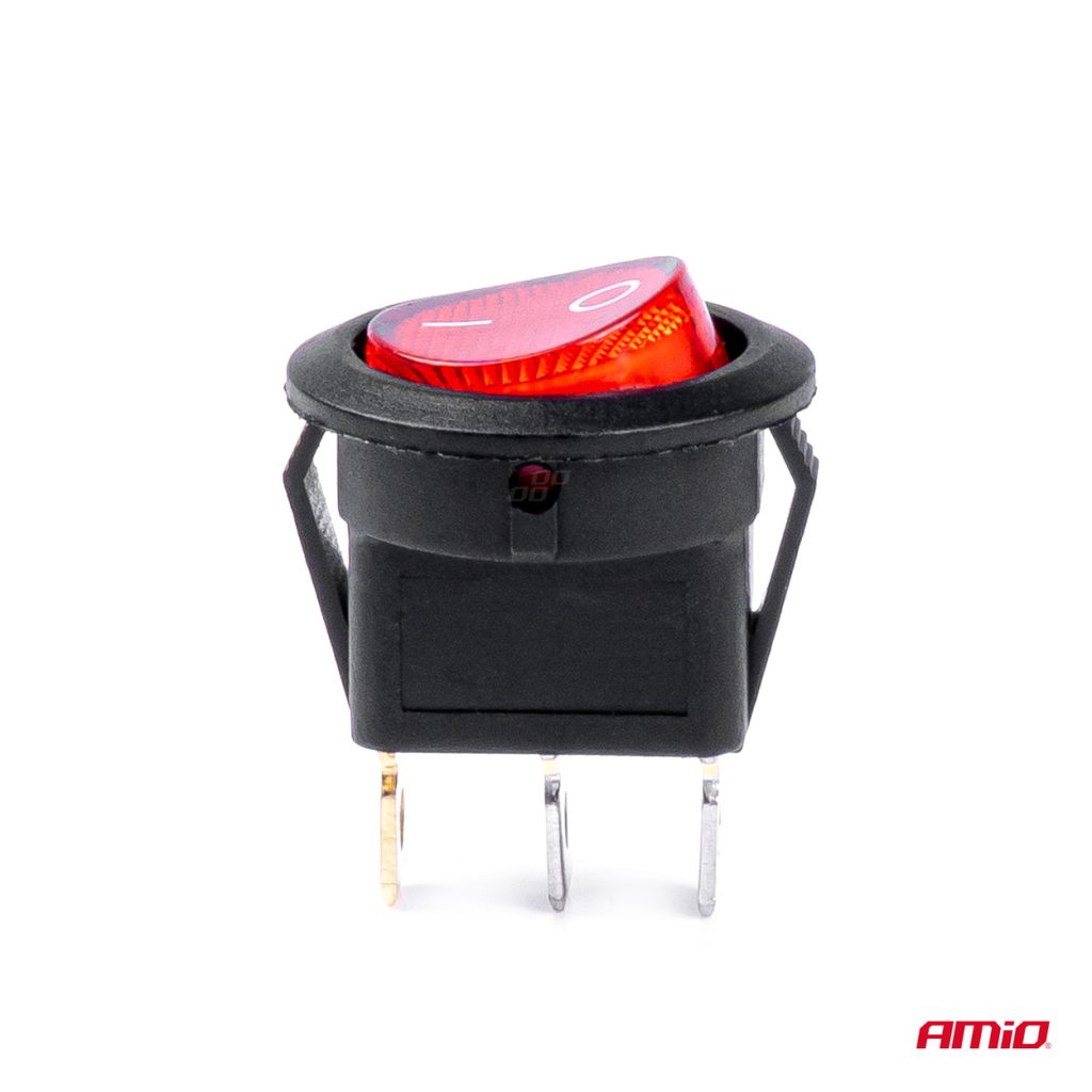 Εικόνα 3 από 5 — Amio – ΔΙΑΚΟΠΤΗΣ ON/OFF 3 ΕΠΑΦΩΝ 12/24V 20A ΣΤΡΟΓΓΥΛΟΣ ΜΕ ΚΟΚΚΙΝΟ ΦΩΤΙΣΜΟ – 1 ΤΕΜ. (03086/AM)
