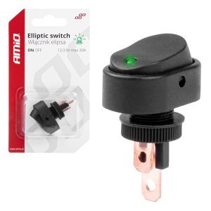 Amio - ΔΙΑΚΟΠΤΗΣ ON/OFF 3 ΕΠΑΦΩΝ ΜΕ LED ΠΡΑΣΙΝΟ 12/24V Φ12mm 30A ΜΕ ΣΠΕΙΡΩΜΑ ΟΒΑΛ - 1 ΤΕΜ. (03087/AM)