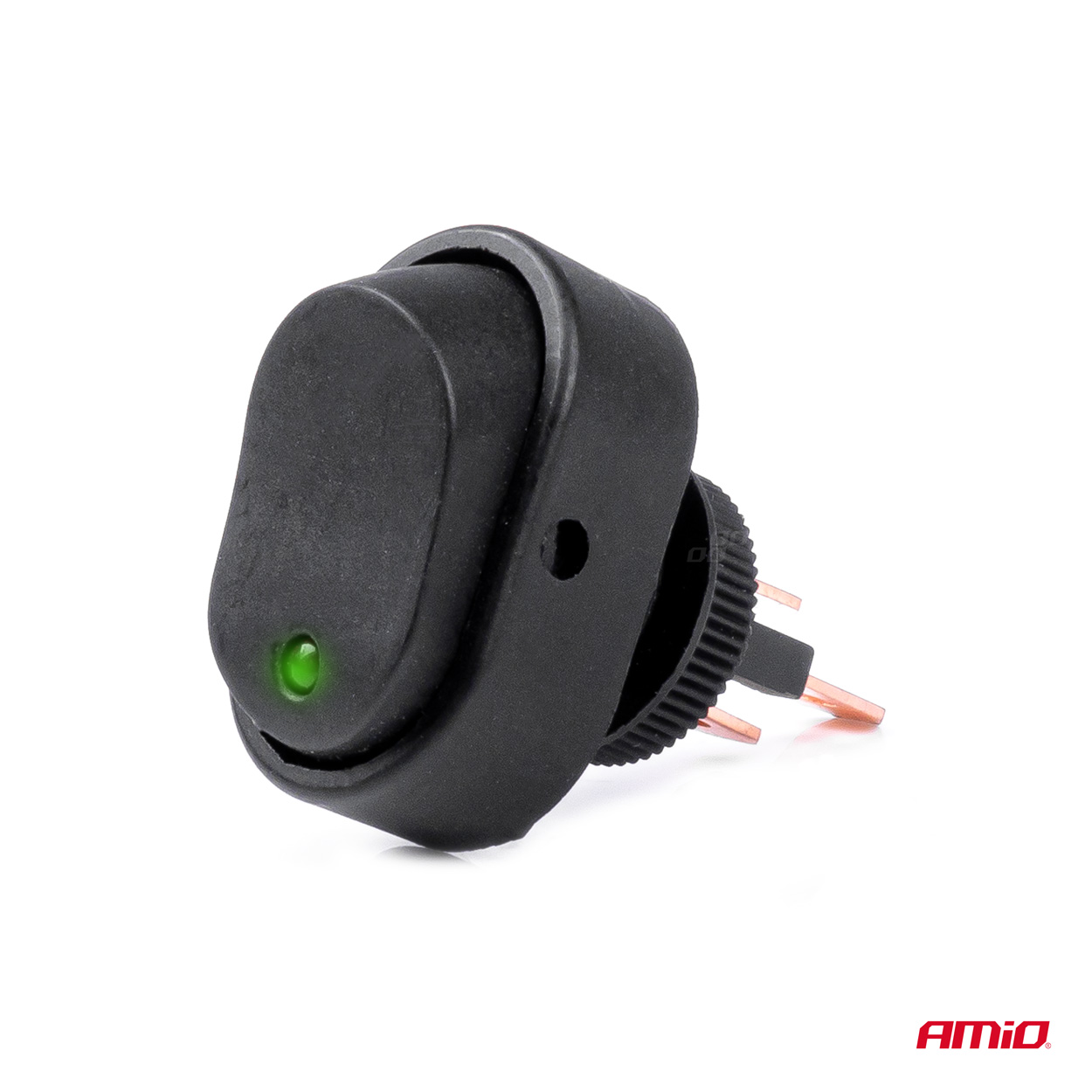Εικόνα 5 από 6 — Amio – ΔΙΑΚΟΠΤΗΣ ON/OFF 3 ΕΠΑΦΩΝ ΜΕ LED ΠΡΑΣΙΝΟ 12/24V Φ12mm 30A ΜΕ ΣΠΕΙΡΩΜΑ ΟΒΑΛ – 1 ΤΕΜ. (03087/AM)