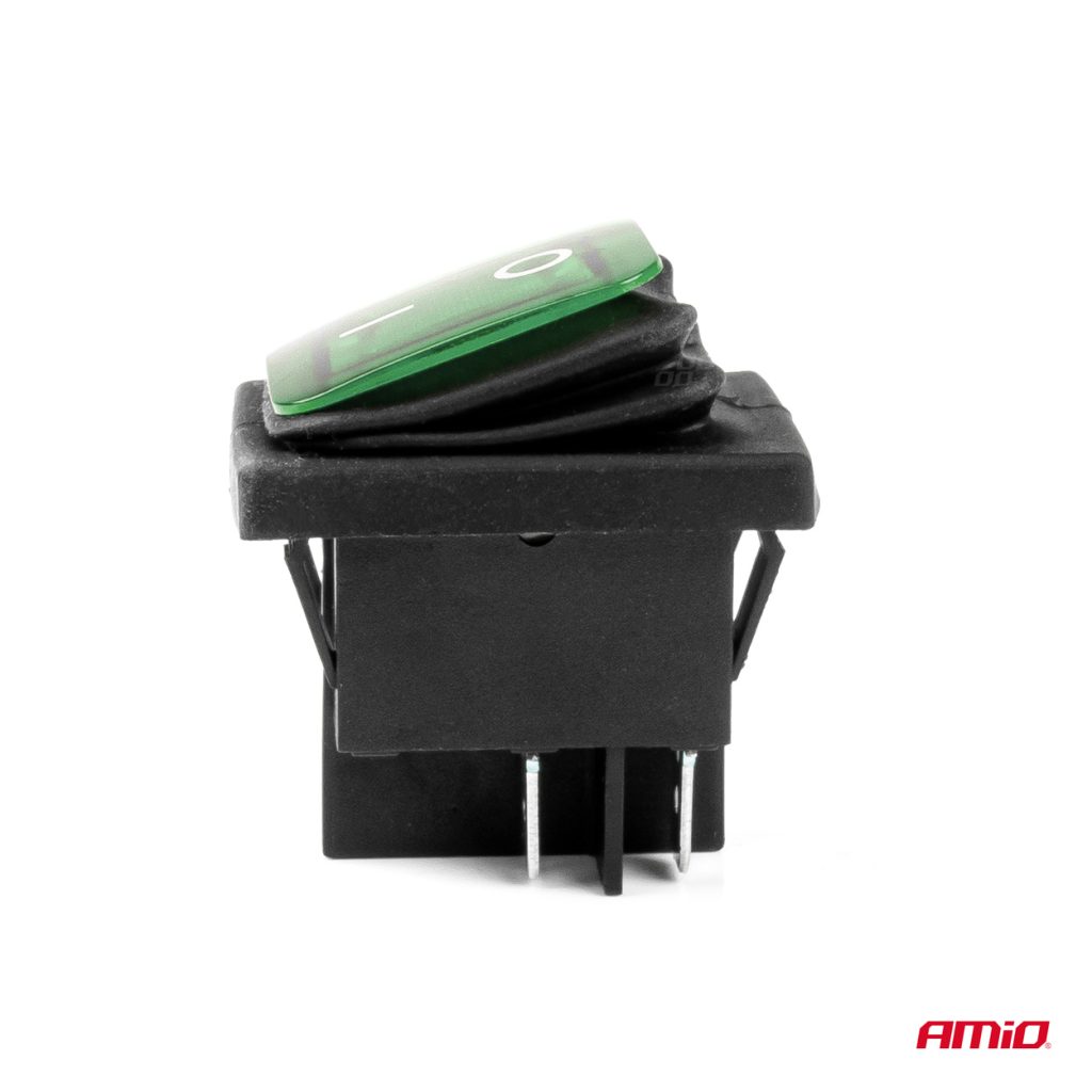 Εικόνα 3 από 5 — Amio – ΔΙΑΚΟΠΤΗΣ ON/OFF 4 ΕΠΑΦΩΝ 20A 12/24V ΠΡΑΣΙΝΟΣ ΦΩΤΙΣΜΟΣ ΟΡΘΟΓΩΝΙΟΣ – 1 ΤΕΜ. (03090/AM)